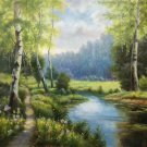 Hand painted oil painting on canvas"Creek"50x60CM(19.7"x23.6")Unframed-334