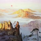 Hand painted oil painting on canvas"Mountains and rivers unlimited"80x180CM(33"x72")Unframed-21
