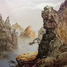 Hand painted oil painting on canvas"Mountains and rivers unlimited"90x120CM(33"x72")Unframed-19