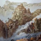 Hand painted oil painting on canvas"Mountains and rivers unlimited"90x120CM(33"x72")Unframed-22