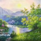 Hand painted oil painting on canvas"Creek"60x120CM(23.6"x47.2")Unframed-344 Hand painted oil painting on canvas"Creek"60x120CM(23.6"x47.2")Unframed-344