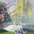 Chinese style Hand painted oil painting on canvas"swan"50x60CM(19.7"x23.6")Unframed-28