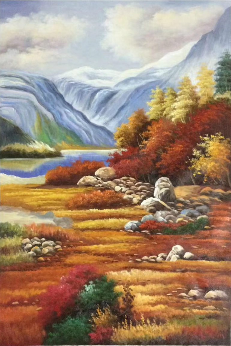 Hand painted oil painting on canvas"Creek"60x90CM(23.6"x35.4")Unframed-377