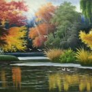 Hand painted oil painting on canvas"Creek"60x90CM(23.6"x35.4")Unframed-378