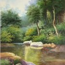 Hand painted oil painting on canvas"Creek"60x90CM(23.6"x35.4")Unframed-379