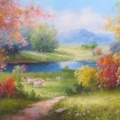 American style Hand painted oil painting on canvas"Sheep"70x180CM(27.6"x70.9")Unframed-19