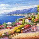 Hand painted oil painting on canvas"Sea view Villa"70x180CM(27.6"x70.9")Unframed-82