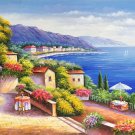 Hand painted oil painting on canvas"Sea view Villa"70x180CM(27.6"x70.9")Unframed-83