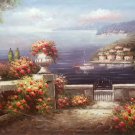 Mediterranean Hand painted oil painting on canvas"Sea view Villa"60x90CM(23.6"x35.4")Unframed-84
