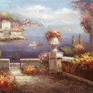 Mediterranean Hand painted oil painting on canvas"Sea view Villa"60x90CM(23.6"x35.4")Unframed-87