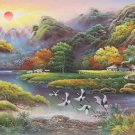 Hand painted oil painting on canvas"Creek"80x240CM(33"x96")Unframed-382