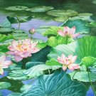 Chinese style Hand painted oil painting on canvas"lotus"70x180CM(30"x72")Unframed-77