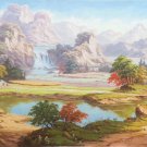 American style Hand painted oil painting on canvas"Creek"70x180CM(27.6"x70.9")Unframed-392 American style Hand painted oil painting on canvas"Creek"70x180CM(27.6"x70.9")Unframed-392
