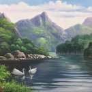 American style Hand painted oil painting on canvas"Creek"70x180CM(27.6"x70.9")Unframed-398 American style Hand painted oil painting on canvas"Creek"70x180CM(27.6"x70.9")Unframed-398