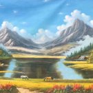 American style Hand painted oil painting on canvas"Creek"70x180CM(27.6"x70.9")Unframed-401