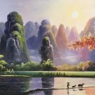 Hand painted oil painting on canvas"Creek"60x120CM(23.6"x47.2")Unframed-408