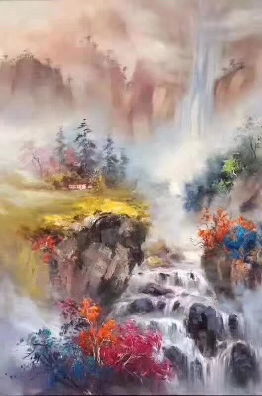 Hand painted oil painting on canvas"Creek"60x90CM(23.6"x35.4")Unframed-419