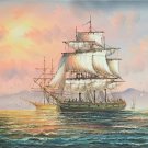 Simple modern Hand painted oil painting on canvas"Adventure sailboat"50x60CM(19.7"x23.6")Unframed-61