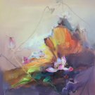 Chinese style Hand painted oil painting on canvas"lotus"60x90CM(23.6"x35.4")Unframed-79