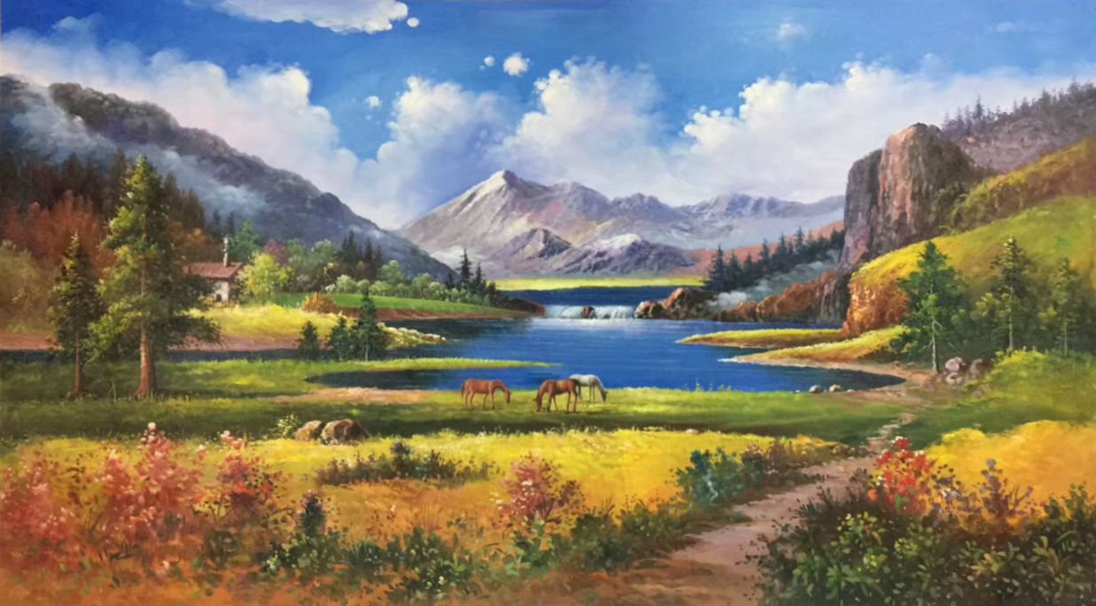 Hand painted oil painting on canvas"Creek"60x120CM(23.6"x47.2")Unframed437