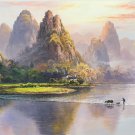 American style Hand painted oil painting on canvas"Creek"70x180CM(27.6"x70.9")Unframed-444 American style Hand painted oil painting on canvas"Creek"70x180CM(27.6"x70.9")Unframed-444