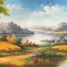 American style Hand painted oil painting on canvas"Creek"70x180CM(27.6"x70.9")Unframed-454