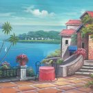 Mediterranean Hand painted oil painting on canvas"Sea view Villa"60x90CM(23.6"x35.4")Unframed-94