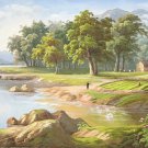 American style Hand painted oil painting on canvas"Creek"70x180CM(27.6"x70.9")Unframed-489 American style Hand painted oil painting on canvas"Creek"70x180CM(27.6"x70.9")Unframed-489