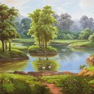 American style Hand painted oil painting on canvas"Creek"70x180CM(27.6"x70.9")Unframed-491