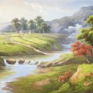American style Hand painted oil painting on canvas"Creek"70x180CM(27.6"x70.9")Unframed-493 American style Hand painted oil painting on canvas"Creek"70x180CM(27.6"x70.9")Unframed-493