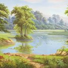 American style Hand painted oil painting on canvas"Creek"70x180CM(27.6"x70.9")Unframed-494 American style Hand painted oil painting on canvas"Creek"70x180CM(27.6"x70.9")Unframed-494