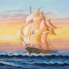 Simple modern Hand painted oil painting on canvas"Adventure sailboat"60x120CM(24"x48")Unframed-67