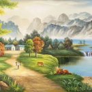 American style Hand painted oil painting on canvas"Creek"70x180CM(27.6"x70.9")Unframed-502
