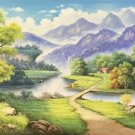 American style Hand painted oil painting on canvas"Creek"70x180CM(27.6"x70.9")Unframed-503 American style Hand painted oil painting on canvas"Creek"70x180CM(27.6"x70.9")Unframed-503