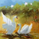 Simple modern Hand painted oil painting on canvas"Cute duck"50x60CM(20"x24")Unframed-07