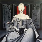 Hand painted oil painting on canvas"Smoking woman"80x80CM(33"x33")Unframed-49
