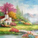 Hand painted oil painting on canvas"Creek"60x120CM(23.6"x47.2")Unframed-510