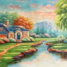 Hand painted oil painting on canvas"Creek"60x120CM(23.6"x47.2")Unframed-511