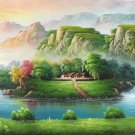 American style Hand painted oil painting on canvas"Creek"70x180CM(27.6"x70.9")Unframed-530 American style Hand painted oil painting on canvas"Creek"70x180CM(27.6"x70.9")Unframed-530