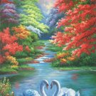 Simple modern Hand painted oil painting on canvas"swan"60x120CM(23.6"x47.2")Unframed-32