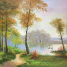 Hand painted oil painting on canvas"Creek"60x90CM(23.6"x35.4")Unframed-546