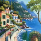 Hand painted oil painting on canvas"Sea view Villa"60x120CM(23.6"x47.2")Unframed-95