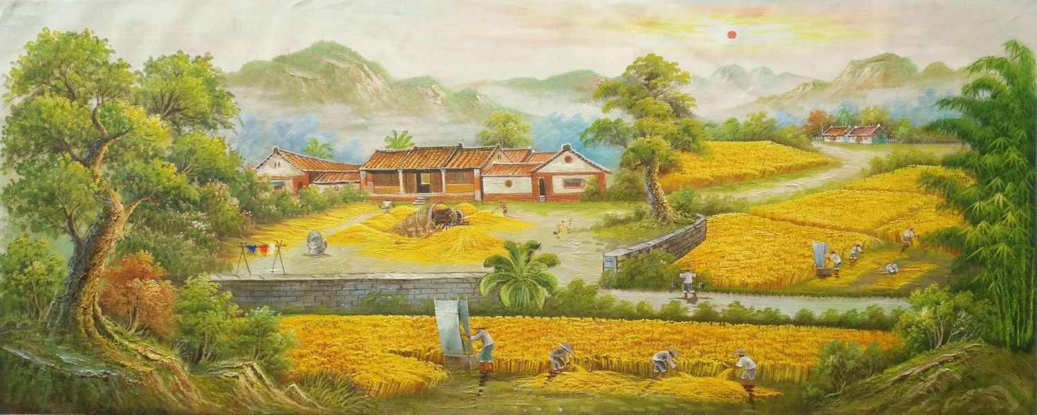 Hand painted oil painting on canvas"Image of the countryside"70x180CM(27.6"x70.9")Unframed-172