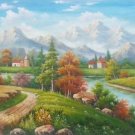 American style Hand painted oil painting on canvas"Creek"70x180CM(27.6"x70.9")Unframed-567