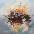 Simple modern Hand painted oil painting on canvas"Fishing boat"50x60CM(19.7"x23.6")Unframed-79