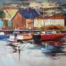 Simple modern Hand painted oil painting on canvas"Fishing boat"50x60CM(19.7"x23.6")Unframed-80