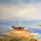 Simple modern Hand painted oil painting on canvas"Fishing boat"60x90CM(24"x36")Unframed-86