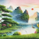 American style Hand painted oil painting on canvas"Creek"70x180CM(27.6"x70.9")Unframed-580