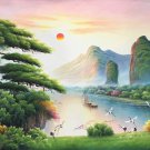 American style Hand painted oil painting on canvas"Creek"70x180CM(27.6"x70.9")Unframed-581
