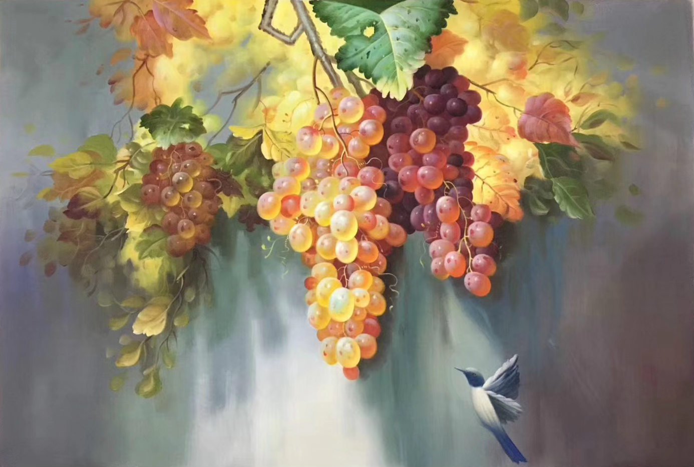 Hand painted oil painting on canvas"Grape"60x90CM(23.6"x35.4")Unframed91